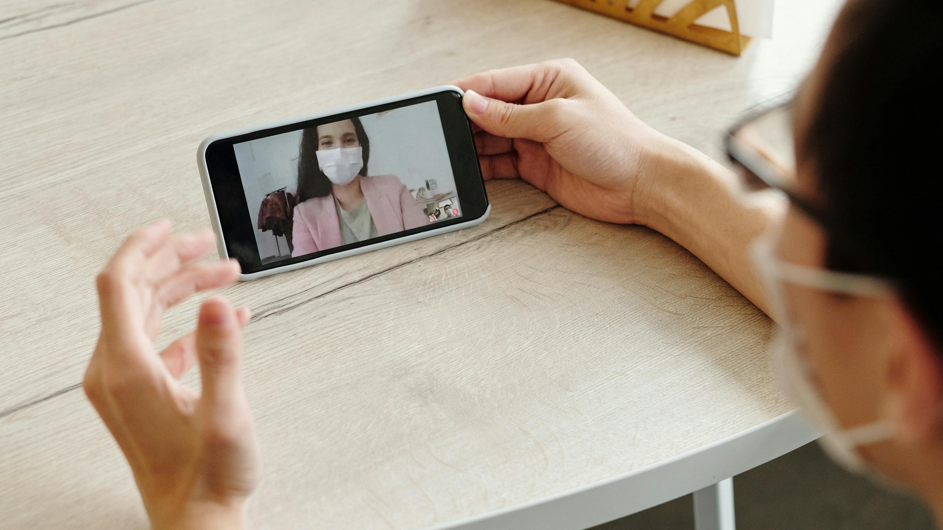 Person on a smartphone video call