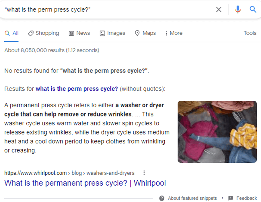google search for perm press cycle